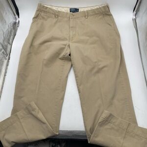 Polo Ralph Lauren Classic Chino Pants Mens 40x30 Khaki Flat Front Beige VGC